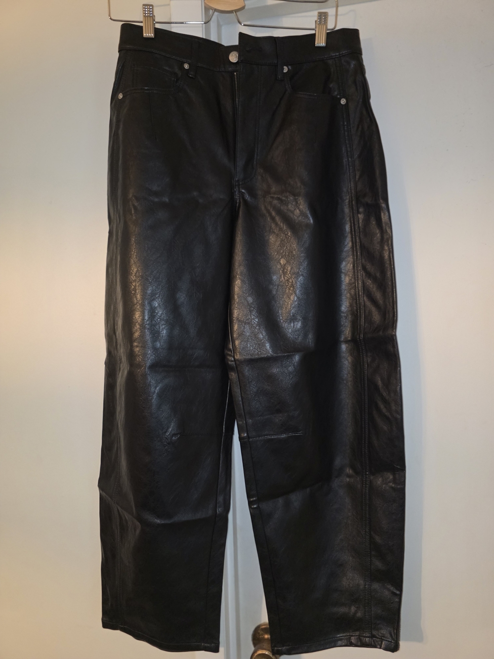 LOFT Black Relaxed-Fit Leather Jeans